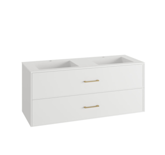 MÓVEL SUSPENSO 120CM 3G PUX OURO C/ LAV DUPLO CERÂMICO