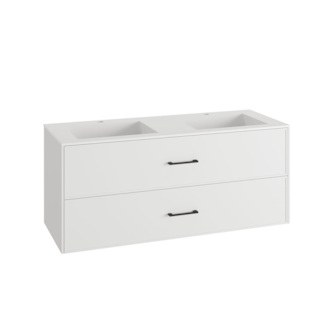 MÓVEL SUSPENSO 120CM 3G PUX PRETO C/ LAV DUPLO CERÂMICO