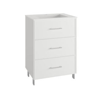 MÓVEL C/PÉS 60CM 3G PUX BRANCO C/ LAV CERÂMICO